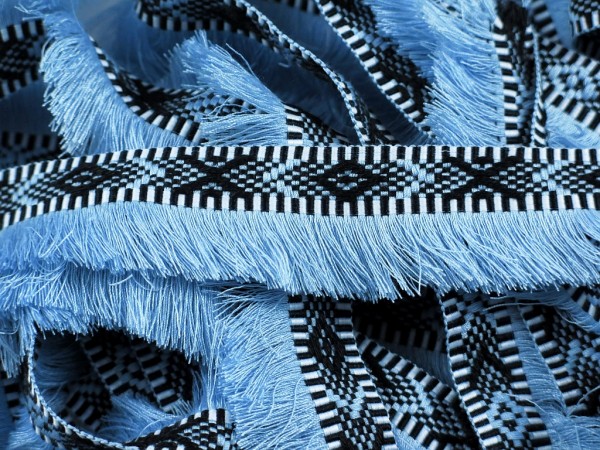 Fransenborte Inka Style "hellblau"