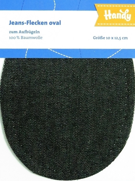 Jeansflecken oval zum aufbügeln "schwarz"