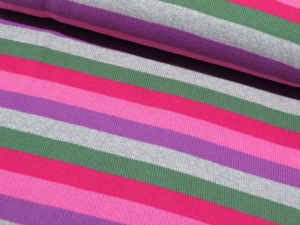 Baumwollstrick "Streif" rosa/lila/grau/grün