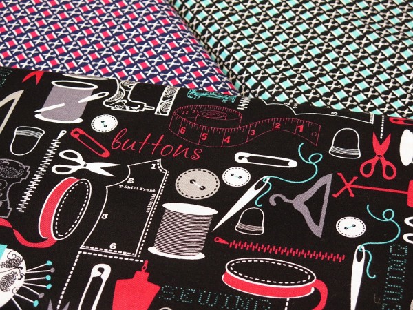 Baumwollstoff "Sew it" schwarz Michael Miller