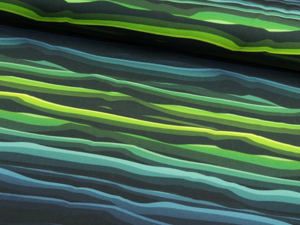 Kuschelsweat "wavy Stripes by Lycklig Design" grün-blau-schwarz