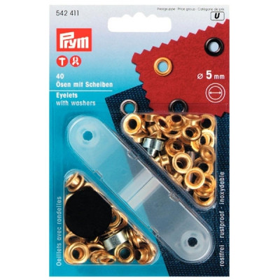 Prym Ösen mit Scheiben 5mm Gold