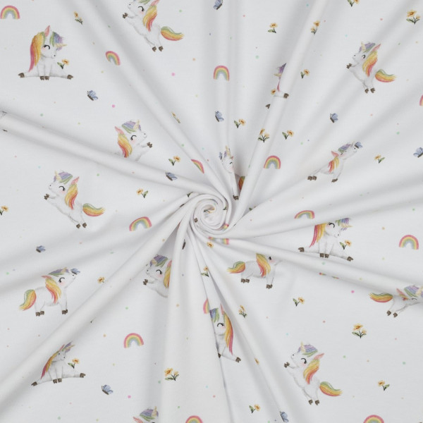 Baumwolljersey "Unicorn Regenbogen"