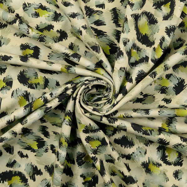 Baumwolljersey "Leo Flecken" silber/neon