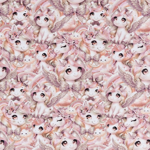 Baumwolljersey "Einhorn" altrosa/taupe