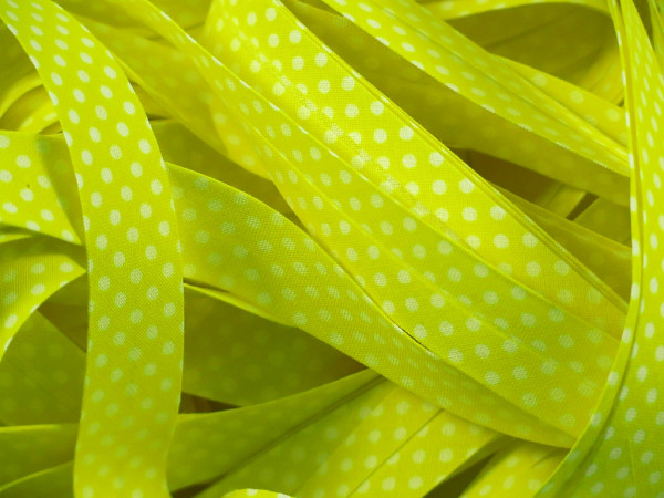 Baumwoll-Schrägband Dots "gelb" 20mm