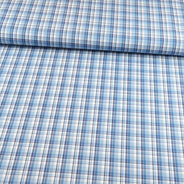 Baumwollstoff- Popeline "scotch" blau-weiß