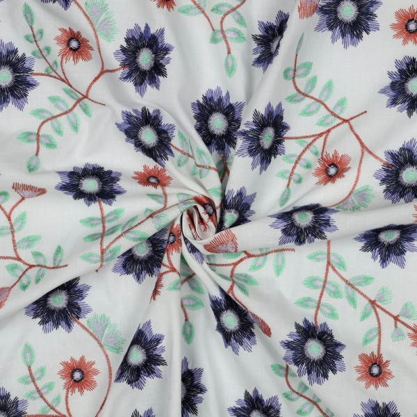 Baumwollstoff "Stickerei Flower"