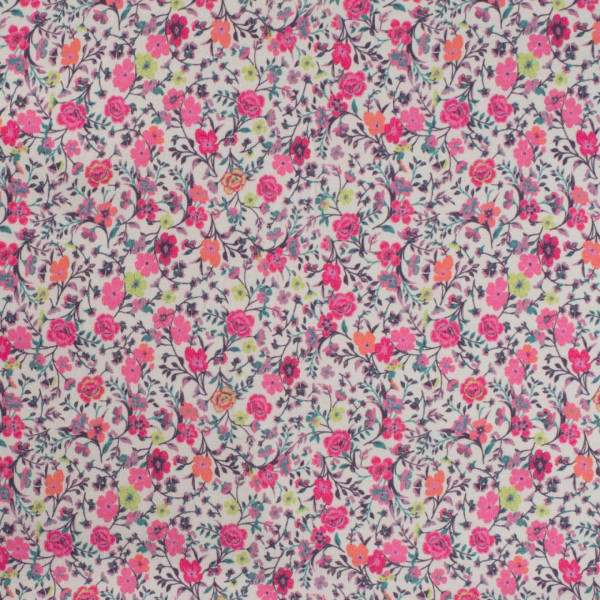 Baumwolljersey "Blumen" fuchsia