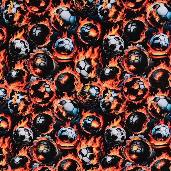 Baumwolljersey "Fußball" schwarz