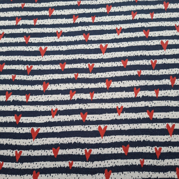 Jaquard-Sweat "Hearts&Stripes" navy