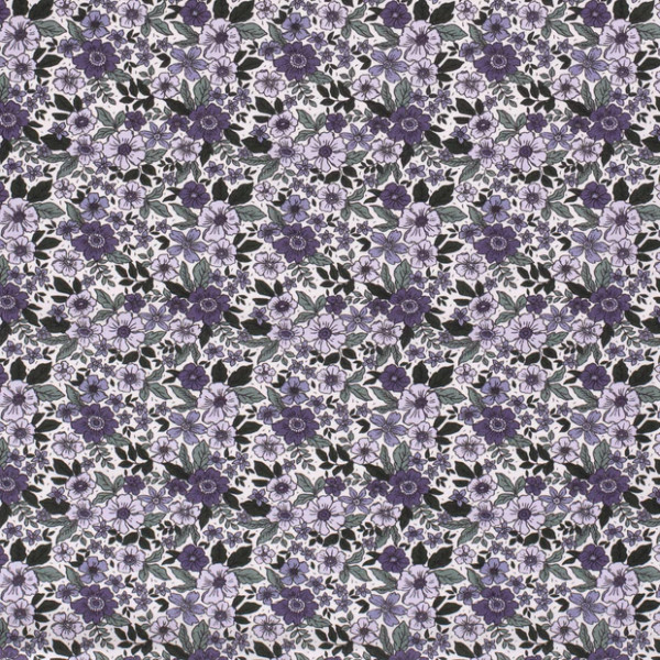 Baumwollstoff- Popeline "Blumen" lila
