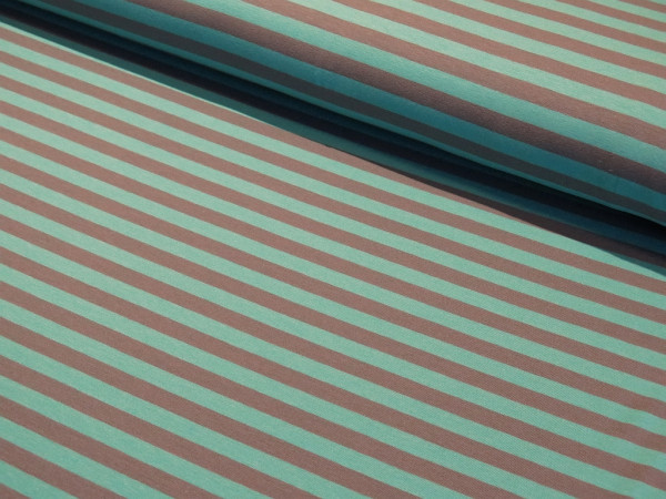 Baumwolljersey "Stripes 12mm" grau-aqua