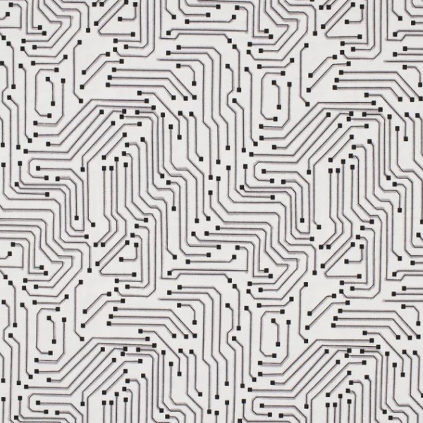 Baumwolljersey "Computer Lines" weiss/schwarz