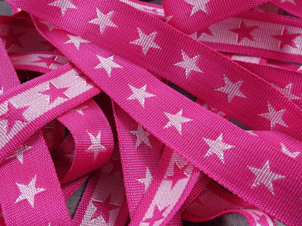 Gurtband 40mm "Sterne" pink-weiss