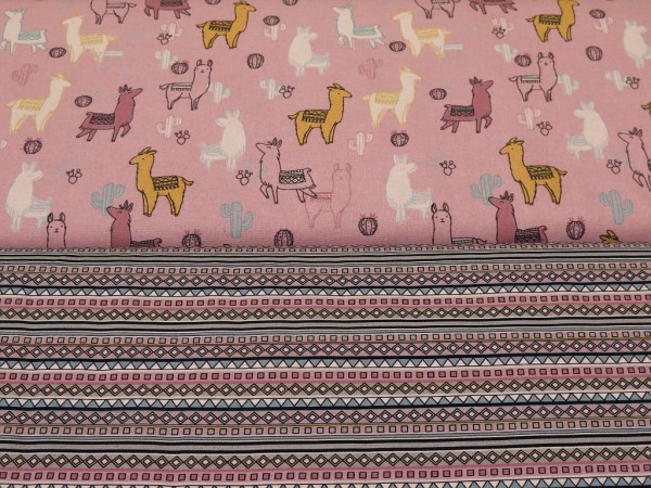 Baumwollstoff "Ethno Stripes" rosa