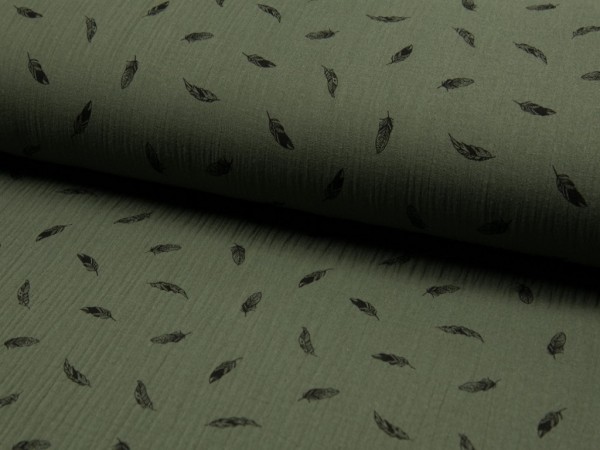 Musselin "Federn" khaki