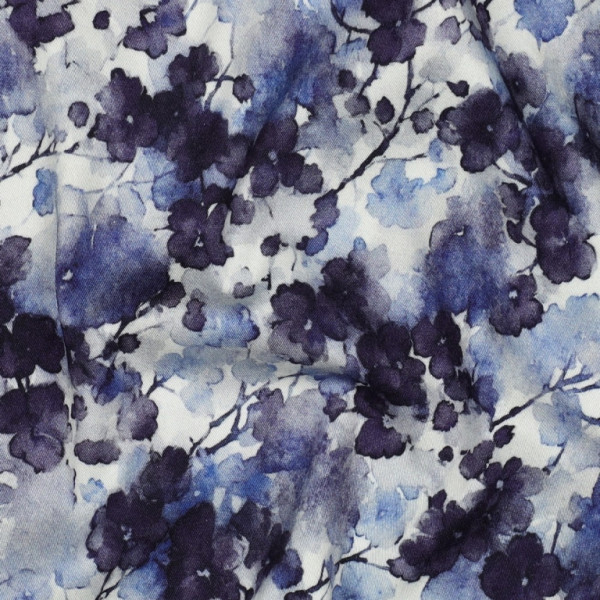 elastische Viskose "Blumen" blautöne