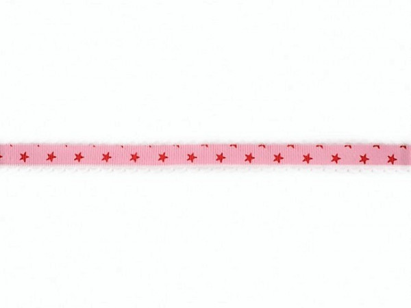 Ripsband mit Spitze "Sterne" rosa