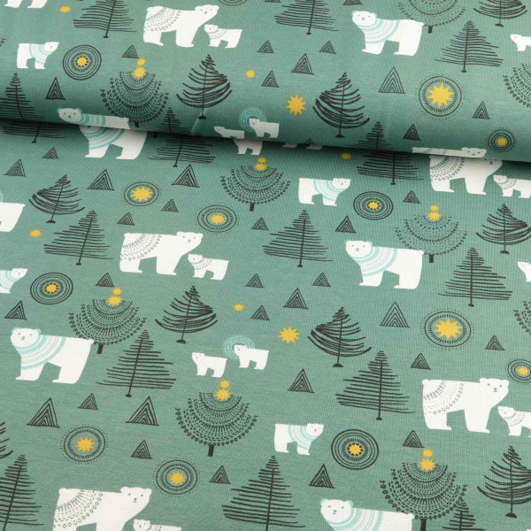 Baumwolljersey "Eisbären" dusty mint