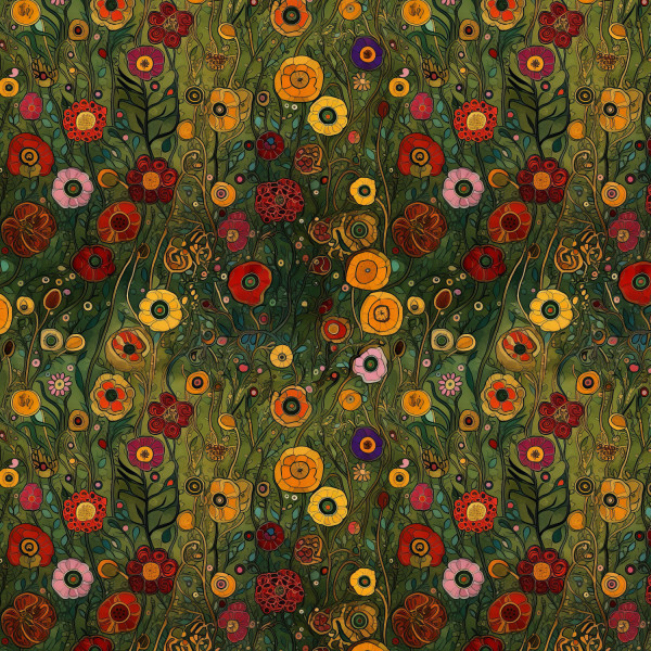 Viskose Twill "Flowers" erdtöne