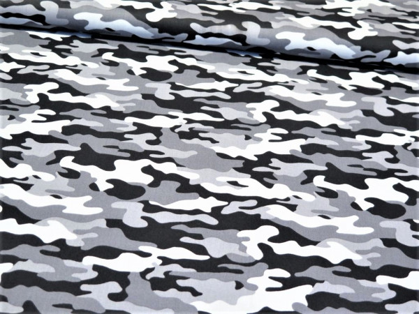 Baumwollstoff "Camouflage" grau