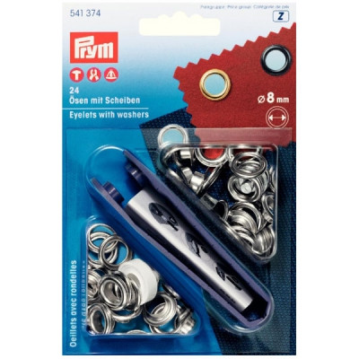 Prym Ösen mit Scheiben 8mm Silber