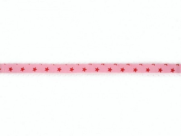 Ripsband mit Spitze "Sterne" rosa