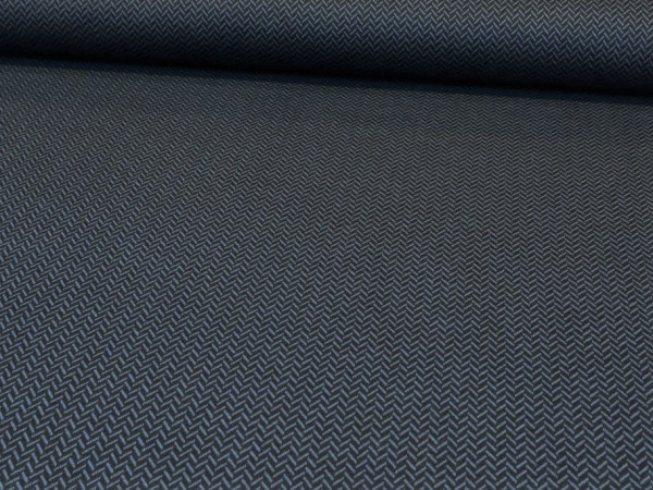 Jacquardjersey "Fischgrät" schwarz- stahlblau