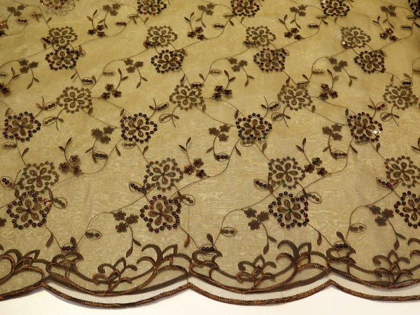 Organza bestickt "braun"