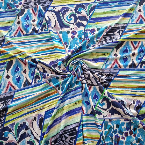 Viskosejersey "Streifen Muster" blau