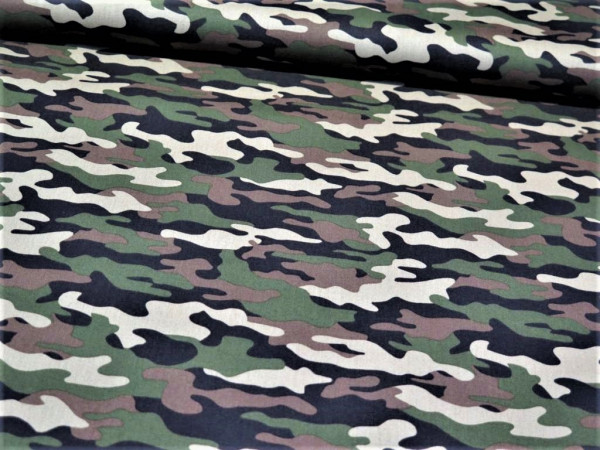 Baumwollstoff "Camouflage" grün