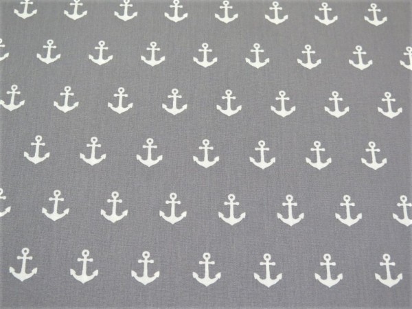 Baumwollstoff "Anker" grau