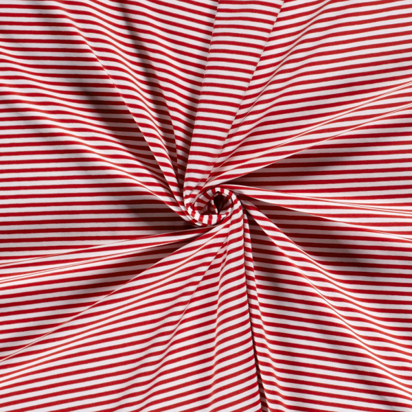 Baumwolljersey "Stripes" rot 5mm