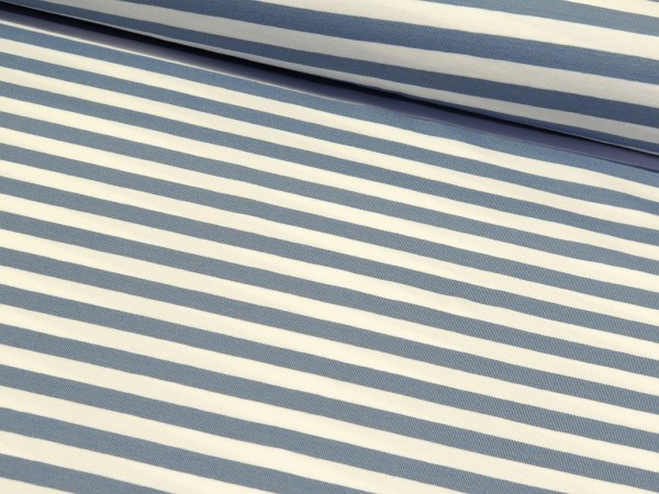 Baumwolljersey "Stripes" jeans/weiss