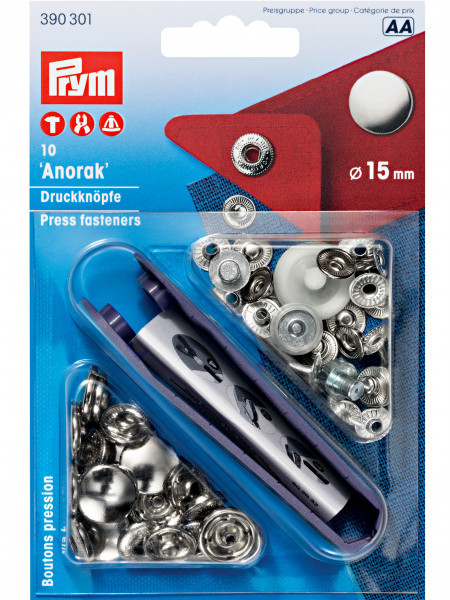 Prym Anorak Druckknöpfe " silber " 15mm