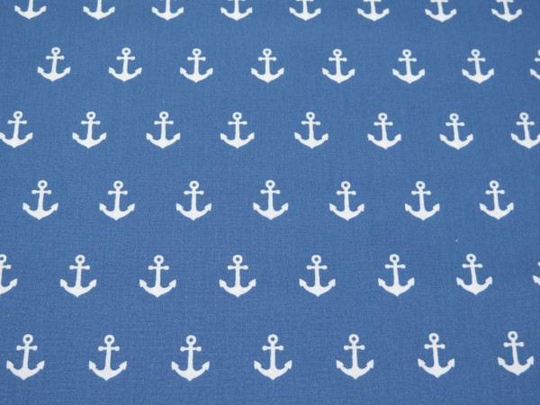 Baumwollstoff "Anker" blau