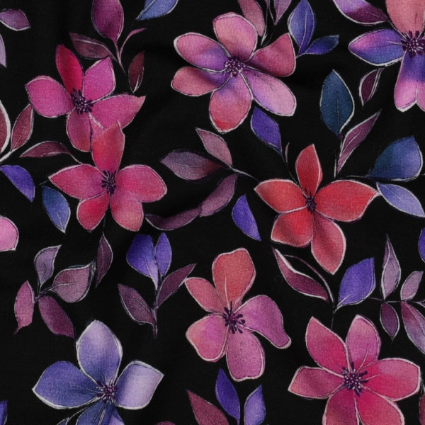 Punta/Romanit Jersey "Blumen" pink/violett/schwarz