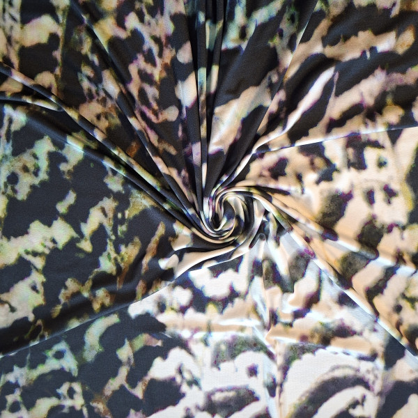 Viskosejersey "Zebra Abstract" grün/creme/schwarz