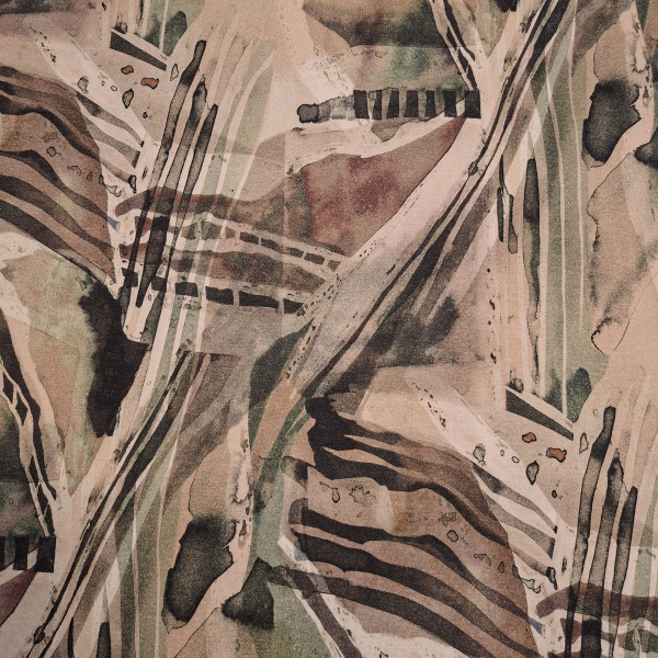 Viskosejersey "Abstract" beige/grün