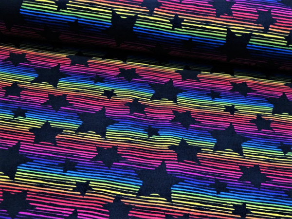 Kuschelsweat "Streifen&Sterne" regenbogen/schwarz