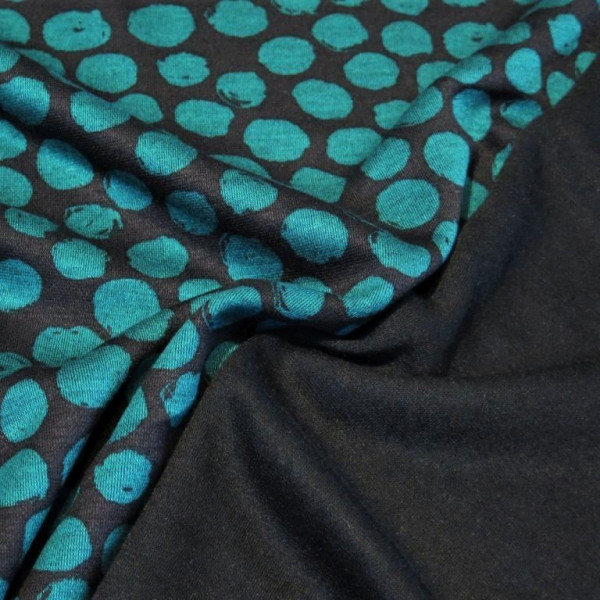 Double Face Jersey "Punkte" hellpetrol-schwarz