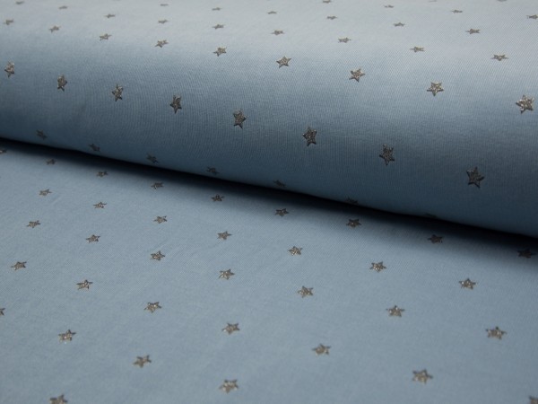 Feincord "Glitzer Sterne" hellblau