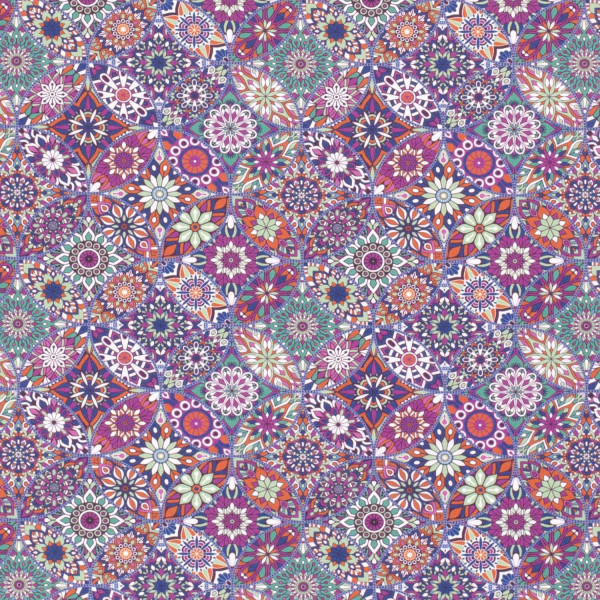 Baumwollstoff "Mandala allover" lila/petrol