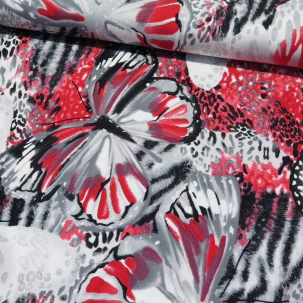 Viskosejersey "Schmetterling-Leo" rot
