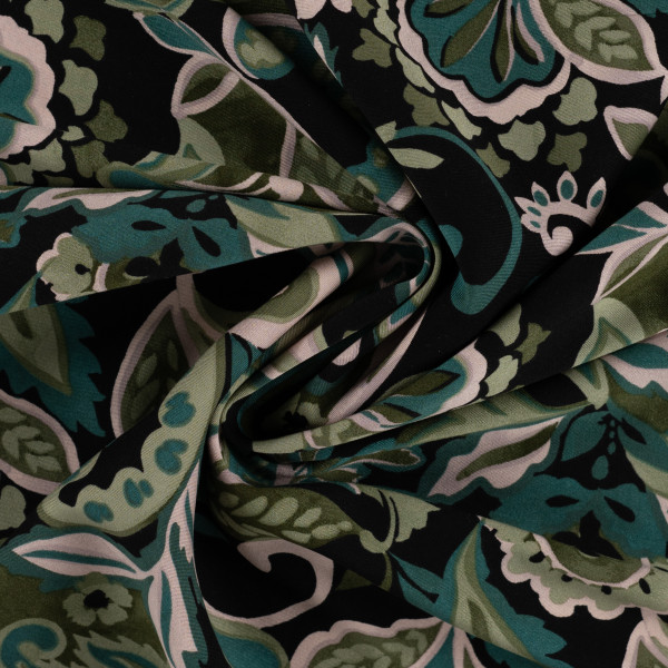 Stretch Viskose Twill "Paisley Leave"
