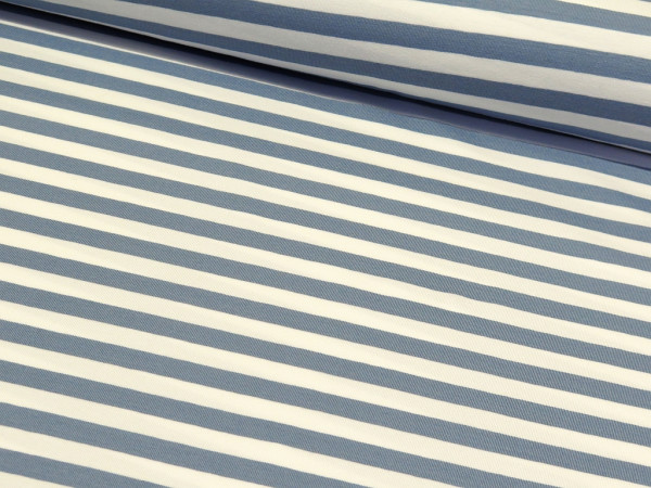 Baumwolljersey "Stripes" jeans/weiss