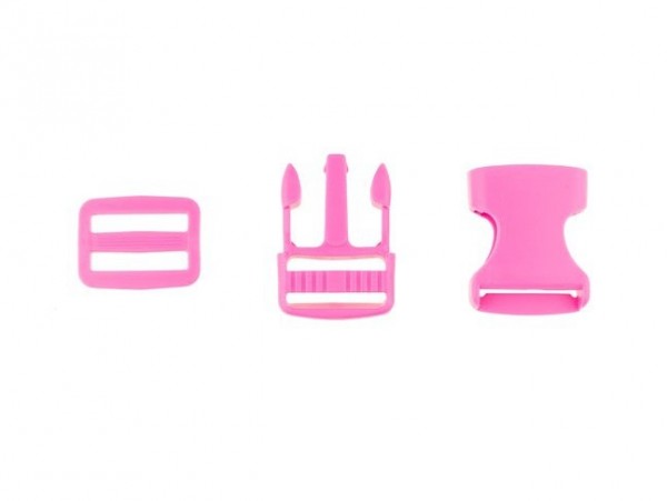 Steckschnalle + Gurtschieber 25mm "pink"