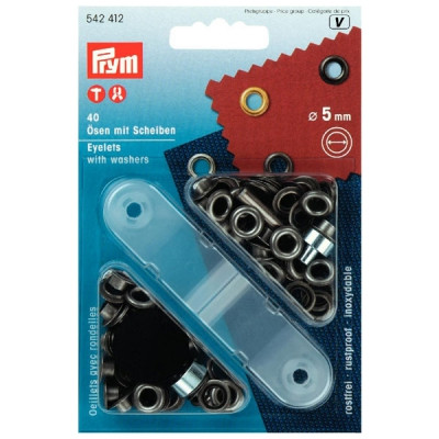 Prym Ösen mit Scheiben 5mm Schwarz