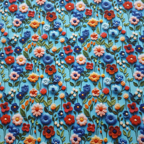 Baumwolljersey "HäckelBlumen" türkis